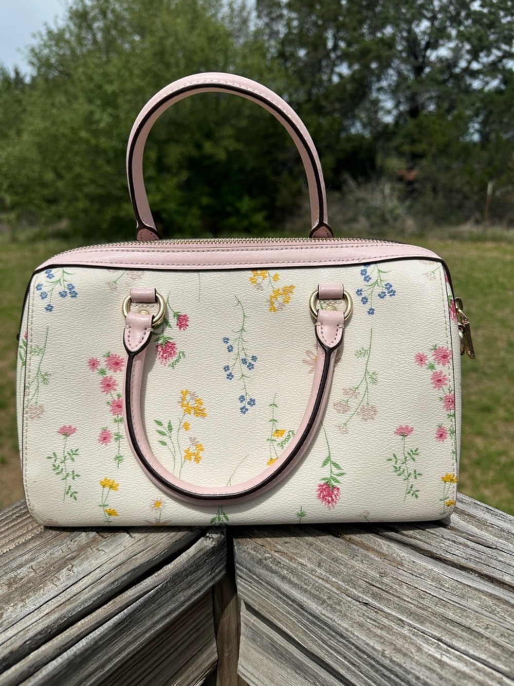 Coach Rowen Floral Satchel Handbag - Picture 3 of 8
